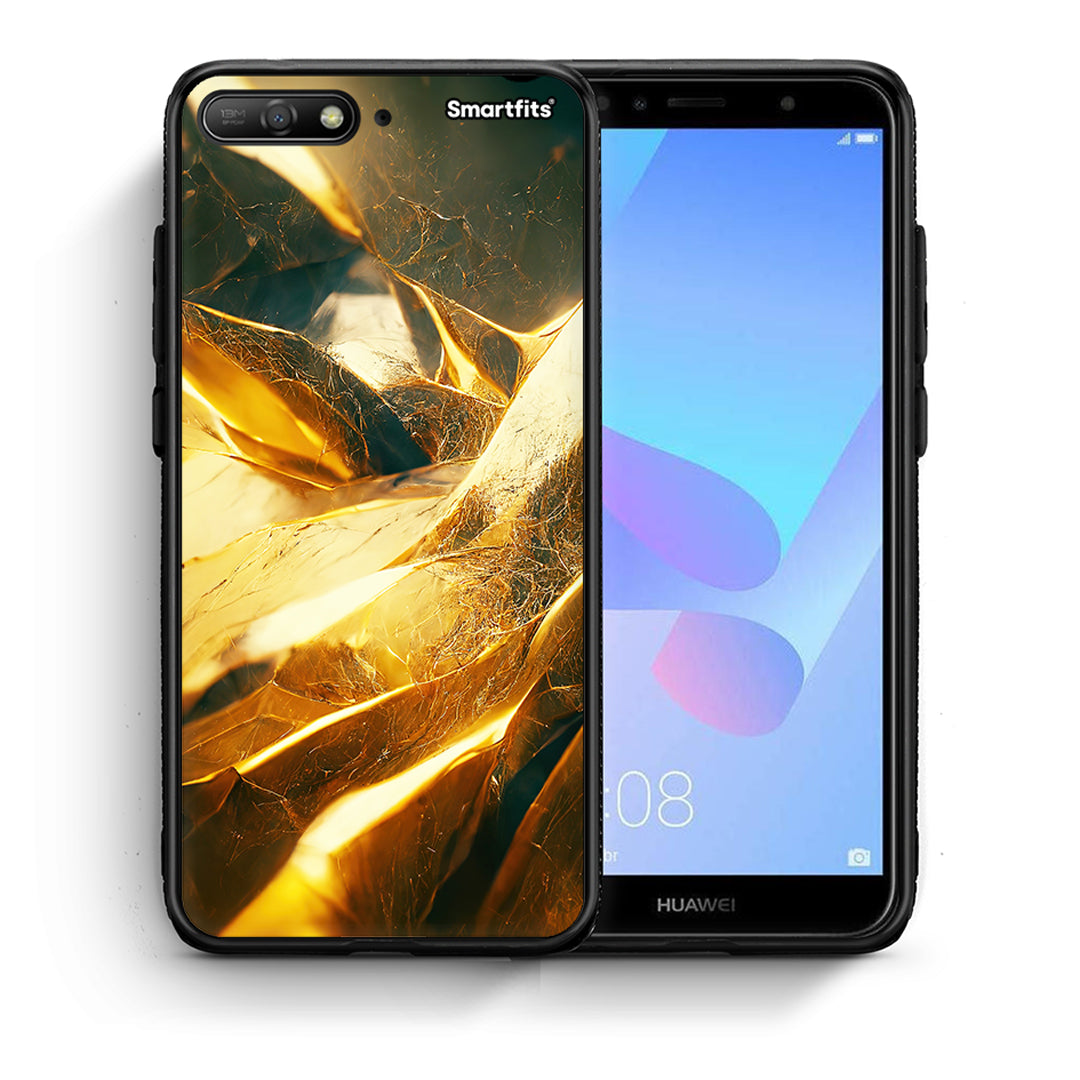 Θήκη Huawei Y6 2018 Real Gold από τη Smartfits με σχέδιο στο πίσω μέρος και μαύρο περίβλημα | Huawei Y6 2018 Real Gold case with colorful back and black bezels