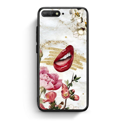 Huawei Y6 2018 Red Lips θήκη από τη Smartfits με σχέδιο στο πίσω μέρος και μαύρο περίβλημα | Smartphone case with colorful back and black bezels by Smartfits