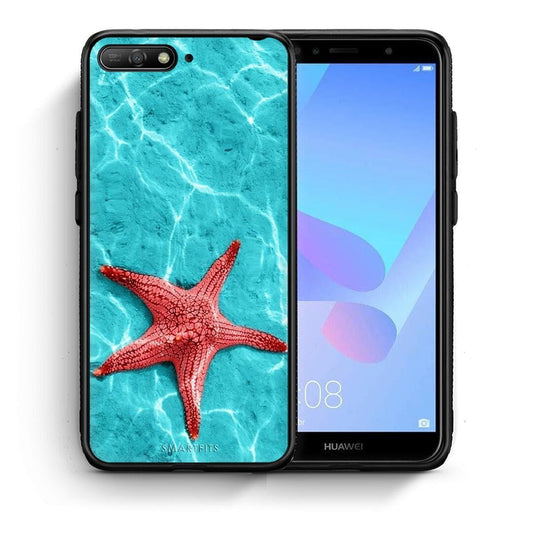 Θήκη Huawei Y6 2018 Red Starfish από τη Smartfits με σχέδιο στο πίσω μέρος και μαύρο περίβλημα | Huawei Y6 2018 Red Starfish case with colorful back and black bezels