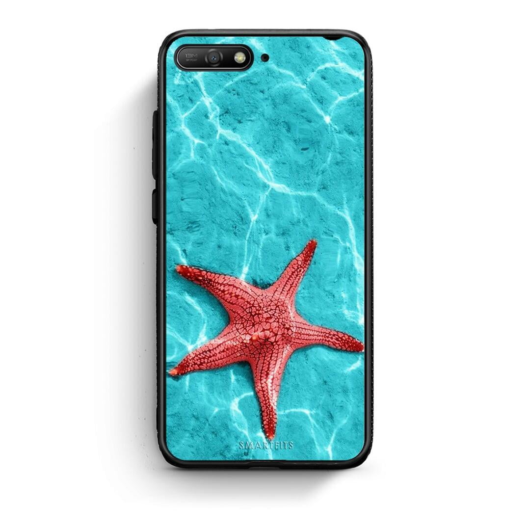 Huawei Y6 2018 Red Starfish Θήκη από τη Smartfits με σχέδιο στο πίσω μέρος και μαύρο περίβλημα | Smartphone case with colorful back and black bezels by Smartfits