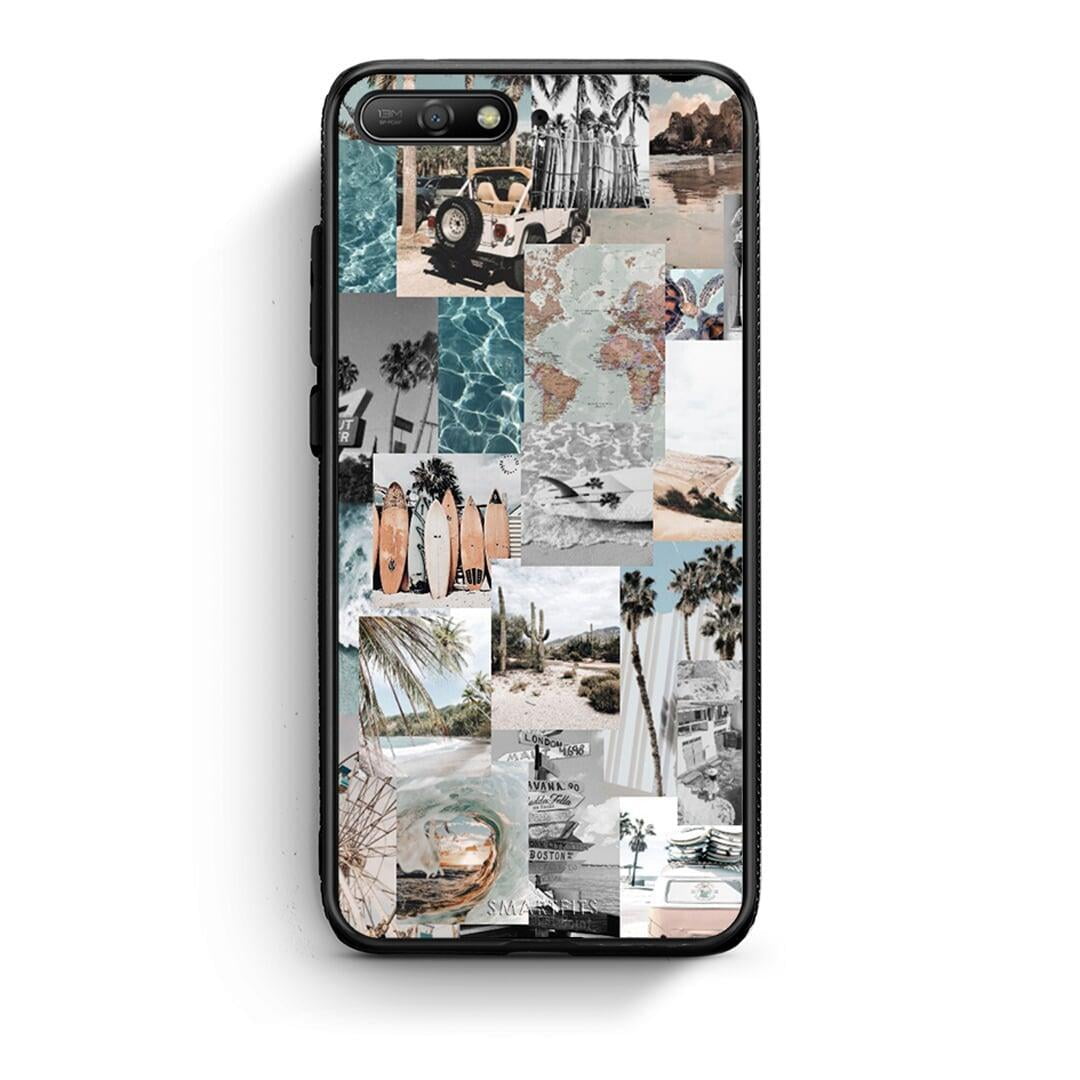 Huawei Y6 2018 Retro Beach Life Θήκη από τη Smartfits με σχέδιο στο πίσω μέρος και μαύρο περίβλημα | Smartphone case with colorful back and black bezels by Smartfits