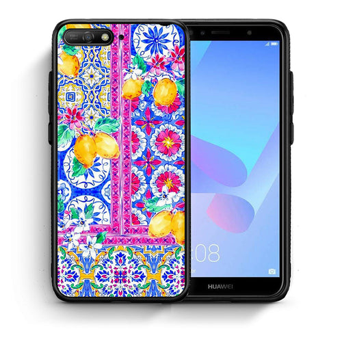 Θήκη Huawei Y6 2018 Retro Spring από τη Smartfits με σχέδιο στο πίσω μέρος και μαύρο περίβλημα | Huawei Y6 2018 Retro Spring case with colorful back and black bezels