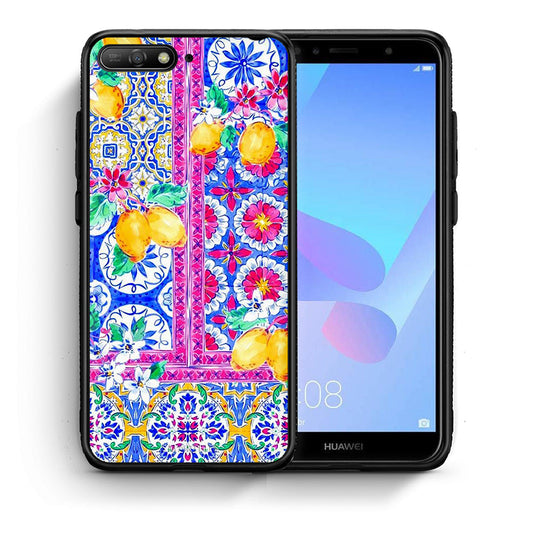 Θήκη Huawei Y6 2018 Retro Spring από τη Smartfits με σχέδιο στο πίσω μέρος και μαύρο περίβλημα | Huawei Y6 2018 Retro Spring case with colorful back and black bezels