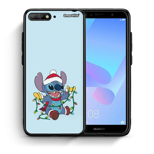 Θήκη Huawei Y6 2018 Santa Stich από τη Smartfits με σχέδιο στο πίσω μέρος και μαύρο περίβλημα | Huawei Y6 2018 Santa Stich case with colorful back and black bezels