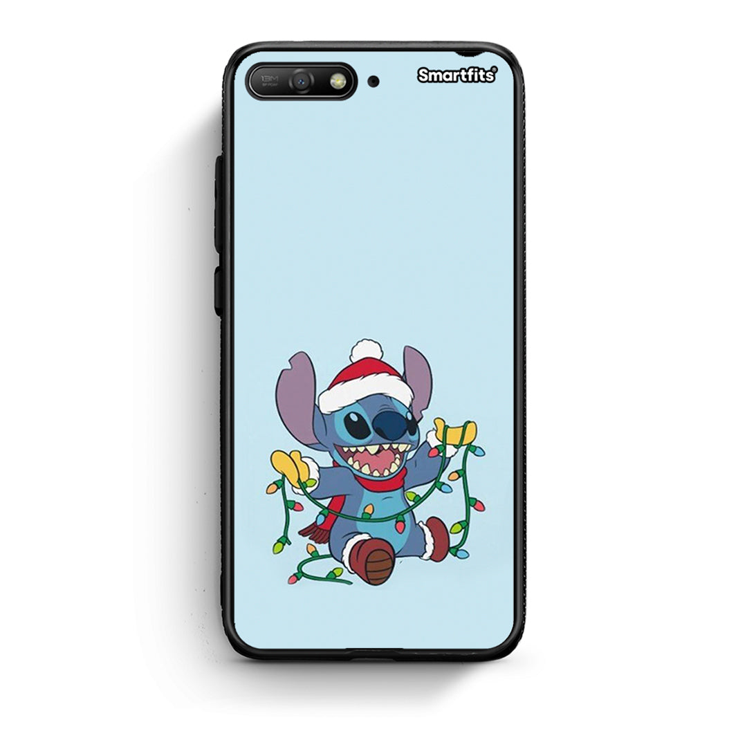 Huawei Y6 2018 Santa Stich θήκη από τη Smartfits με σχέδιο στο πίσω μέρος και μαύρο περίβλημα | Smartphone case with colorful back and black bezels by Smartfits
