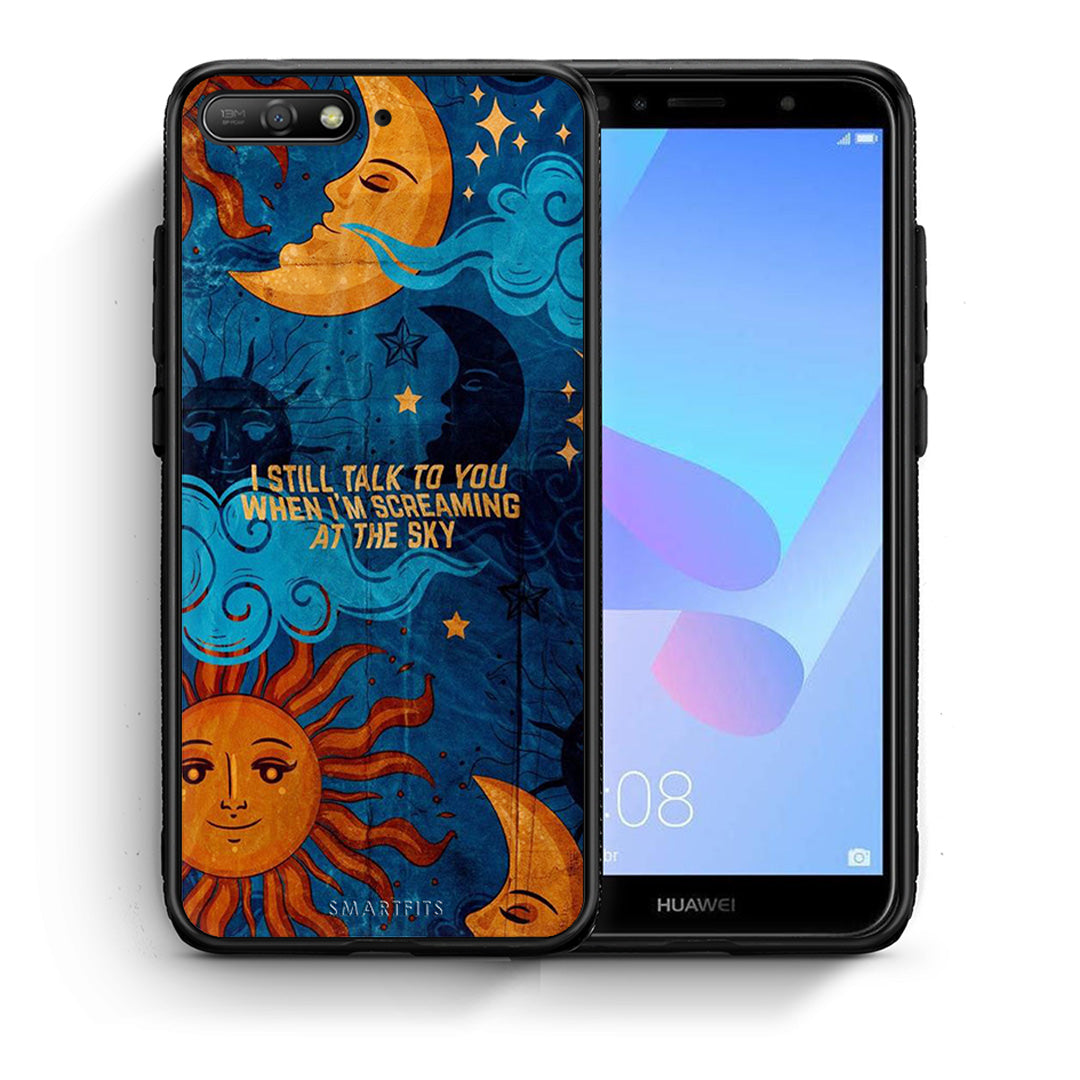 Θήκη Huawei Y6 2018 Screaming Sky από τη Smartfits με σχέδιο στο πίσω μέρος και μαύρο περίβλημα | Huawei Y6 2018 Screaming Sky case with colorful back and black bezels