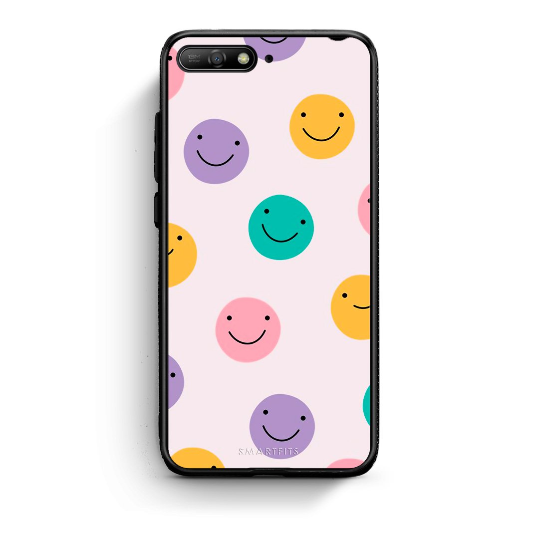 Huawei Y6 2018 Smiley Faces θήκη από τη Smartfits με σχέδιο στο πίσω μέρος και μαύρο περίβλημα | Smartphone case with colorful back and black bezels by Smartfits