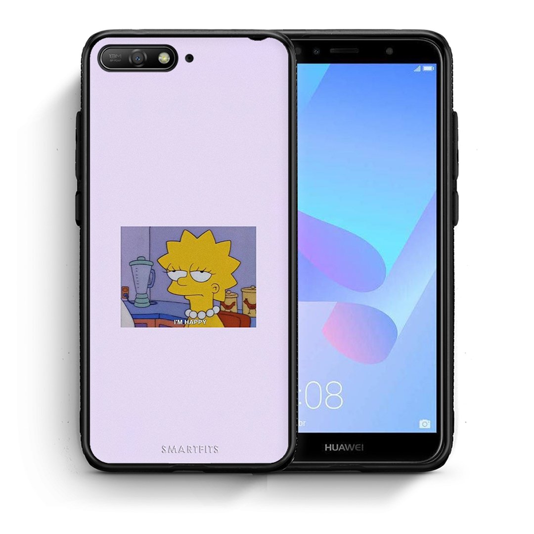 Θήκη Huawei Y6 2018 So Happy από τη Smartfits με σχέδιο στο πίσω μέρος και μαύρο περίβλημα | Huawei Y6 2018 So Happy case with colorful back and black bezels