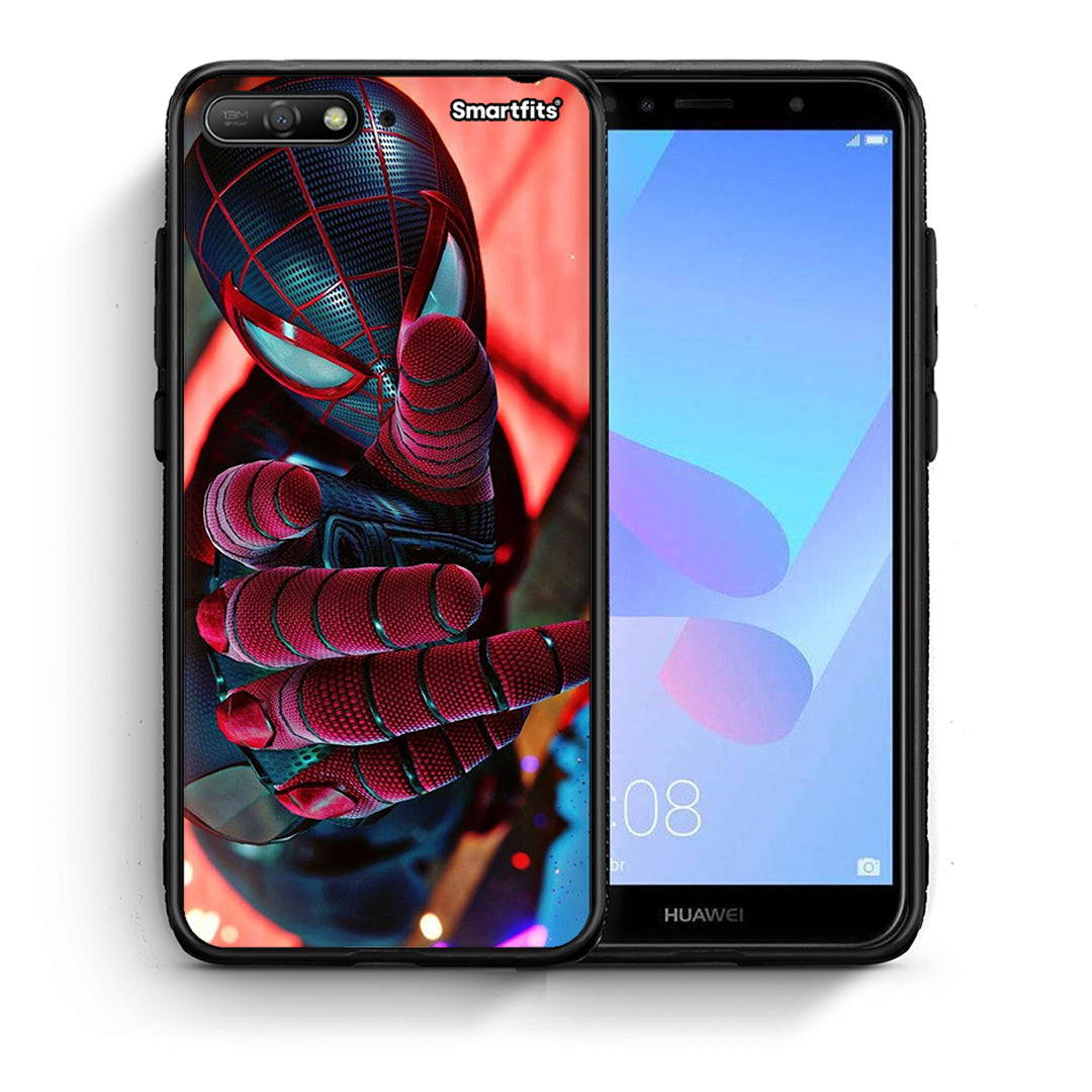 Θήκη Huawei Y6 2018 Spider Hand από τη Smartfits με σχέδιο στο πίσω μέρος και μαύρο περίβλημα | Huawei Y6 2018 Spider Hand case with colorful back and black bezels