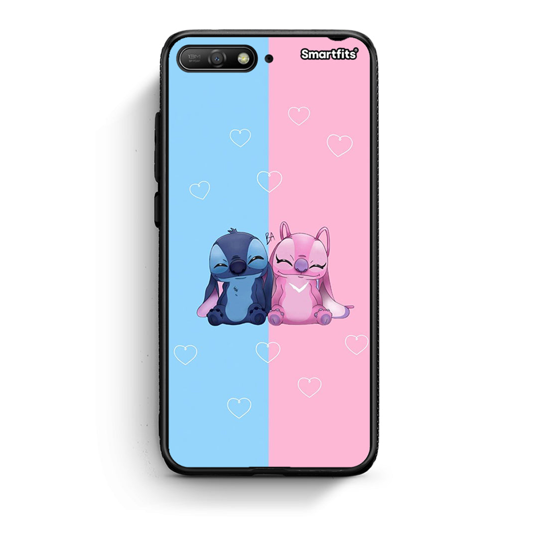 Huawei Y6 2018 Stitch And Angel θήκη από τη Smartfits με σχέδιο στο πίσω μέρος και μαύρο περίβλημα | Smartphone case with colorful back and black bezels by Smartfits