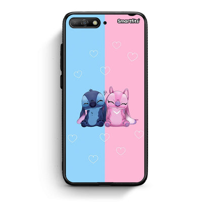 Huawei Y6 2018 Stitch And Angel θήκη από τη Smartfits με σχέδιο στο πίσω μέρος και μαύρο περίβλημα | Smartphone case with colorful back and black bezels by Smartfits