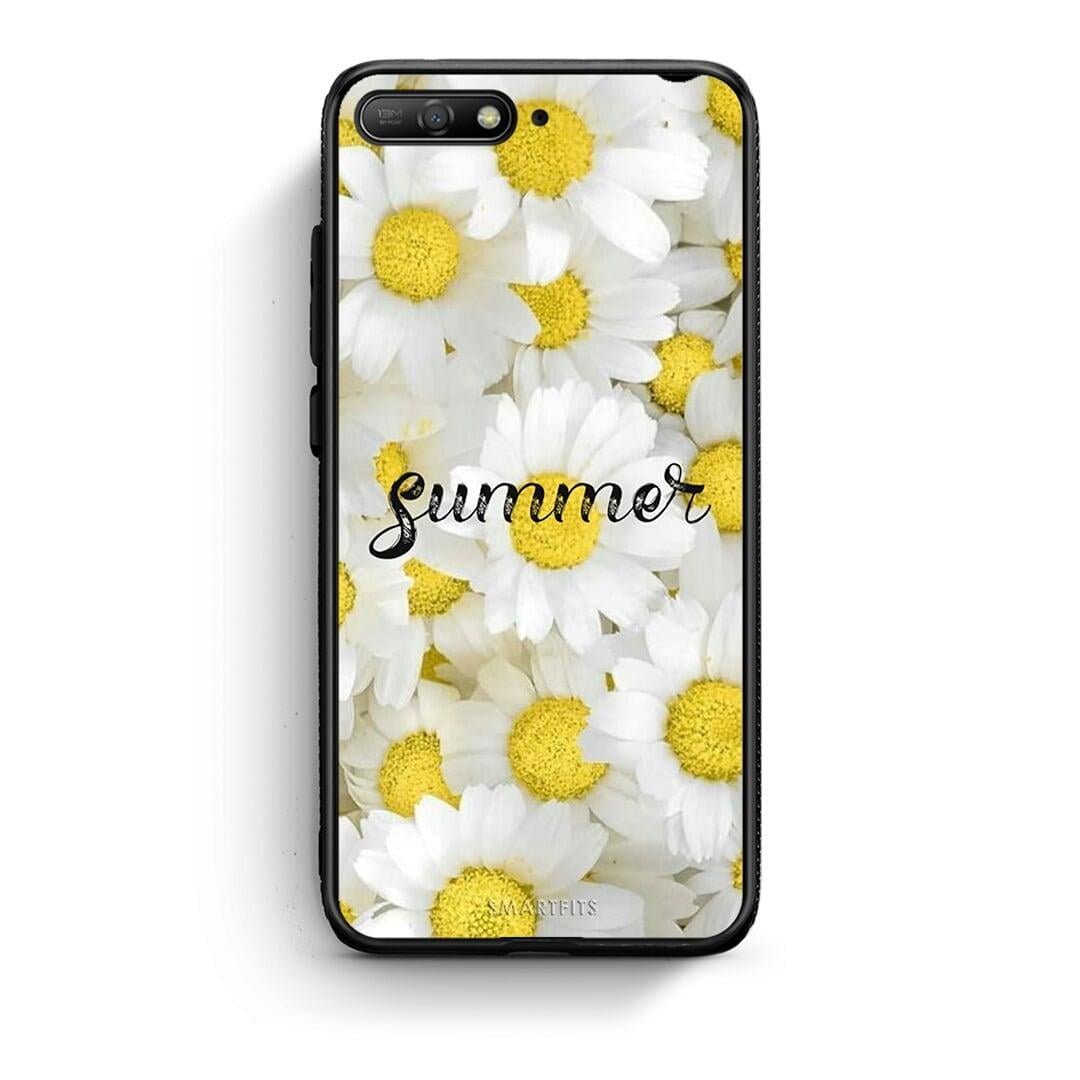 Huawei Y6 2018 Summer Daisies Θήκη από τη Smartfits με σχέδιο στο πίσω μέρος και μαύρο περίβλημα | Smartphone case with colorful back and black bezels by Smartfits
