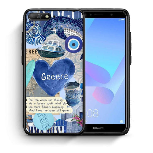 Θήκη Huawei Y6 2018 Summer In Greece από τη Smartfits με σχέδιο στο πίσω μέρος και μαύρο περίβλημα | Huawei Y6 2018 Summer In Greece case with colorful back and black bezels