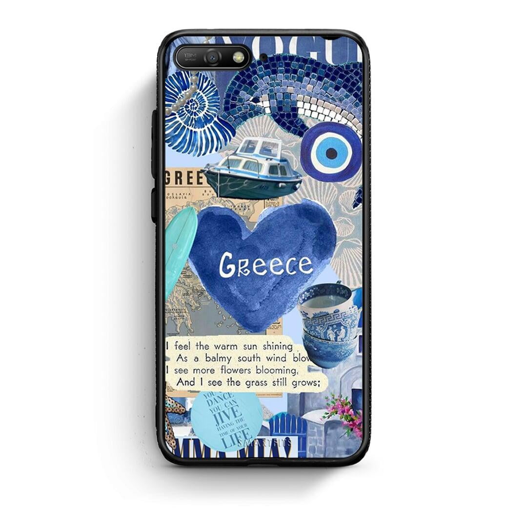 Huawei Y6 2018 Summer In Greece Θήκη από τη Smartfits με σχέδιο στο πίσω μέρος και μαύρο περίβλημα | Smartphone case with colorful back and black bezels by Smartfits