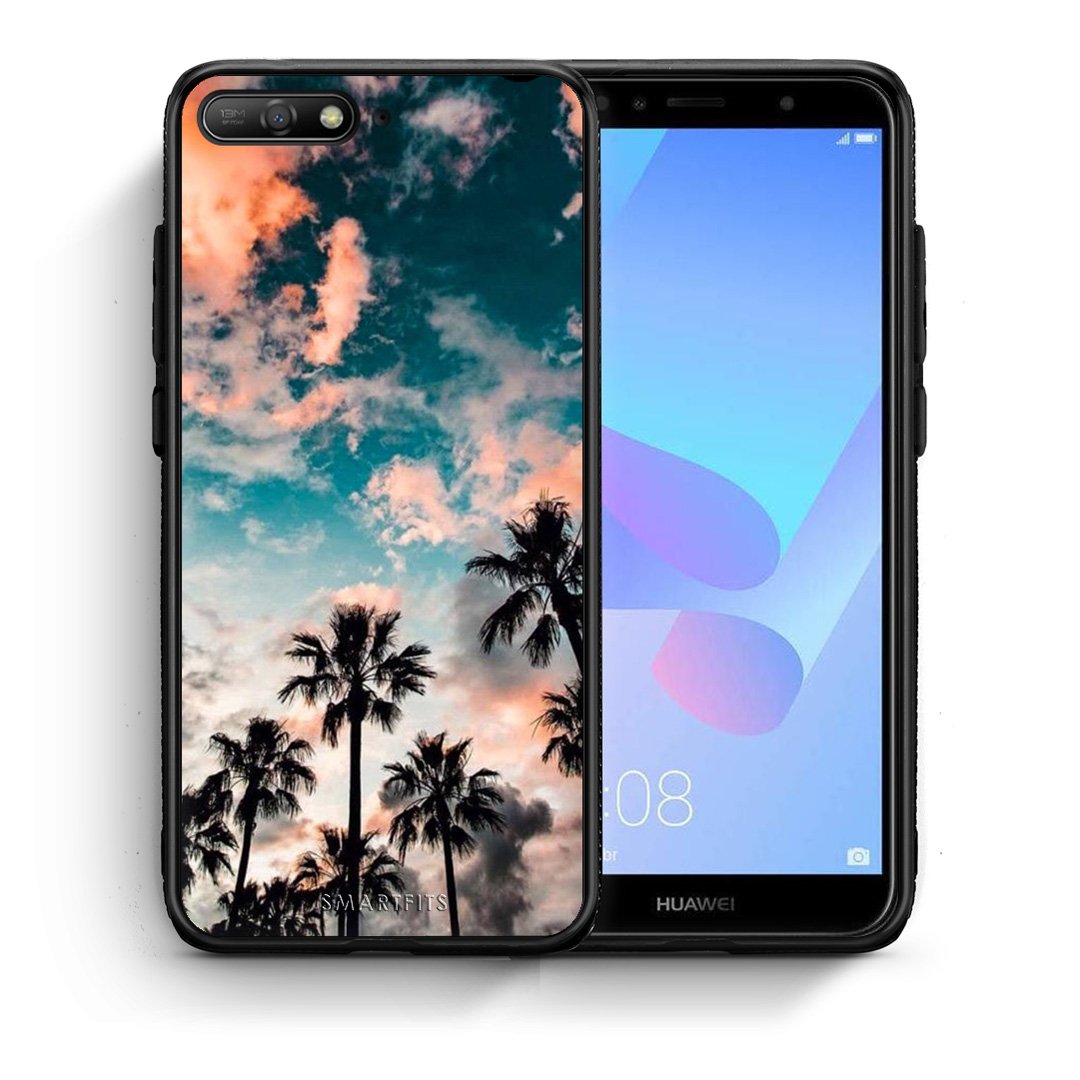 Θήκη Huawei Y6 2018 Sky Summer από τη Smartfits με σχέδιο στο πίσω μέρος και μαύρο περίβλημα | Huawei Y6 2018 Sky Summer case with colorful back and black bezels