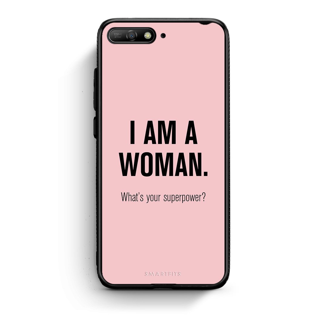 Huawei Y6 2018 Superpower Woman θήκη από τη Smartfits με σχέδιο στο πίσω μέρος και μαύρο περίβλημα | Smartphone case with colorful back and black bezels by Smartfits
