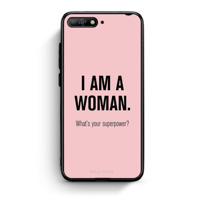 Huawei Y6 2018 Superpower Woman θήκη από τη Smartfits με σχέδιο στο πίσω μέρος και μαύρο περίβλημα | Smartphone case with colorful back and black bezels by Smartfits