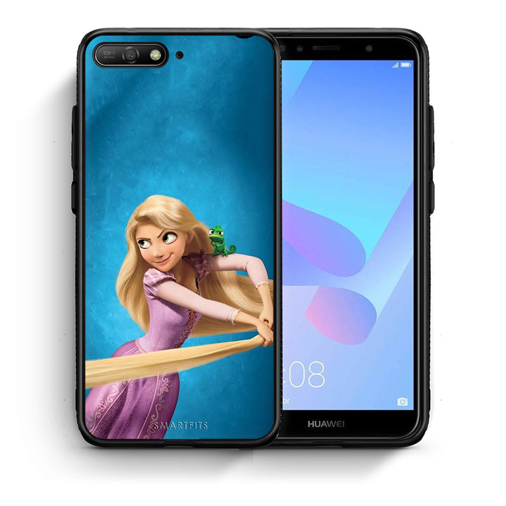 Θήκη Αγίου Βαλεντίνου Huawei Y6 2018 Tangled 2 από τη Smartfits με σχέδιο στο πίσω μέρος και μαύρο περίβλημα | Huawei Y6 2018 Tangled 2 case with colorful back and black bezels