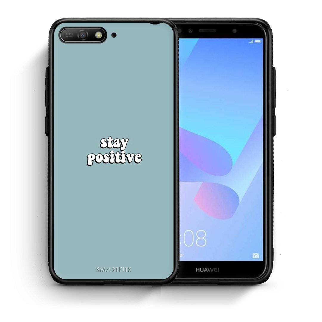 Θήκη Huawei Y6 2018 Positive Text από τη Smartfits με σχέδιο στο πίσω μέρος και μαύρο περίβλημα | Huawei Y6 2018 Positive Text case with colorful back and black bezels