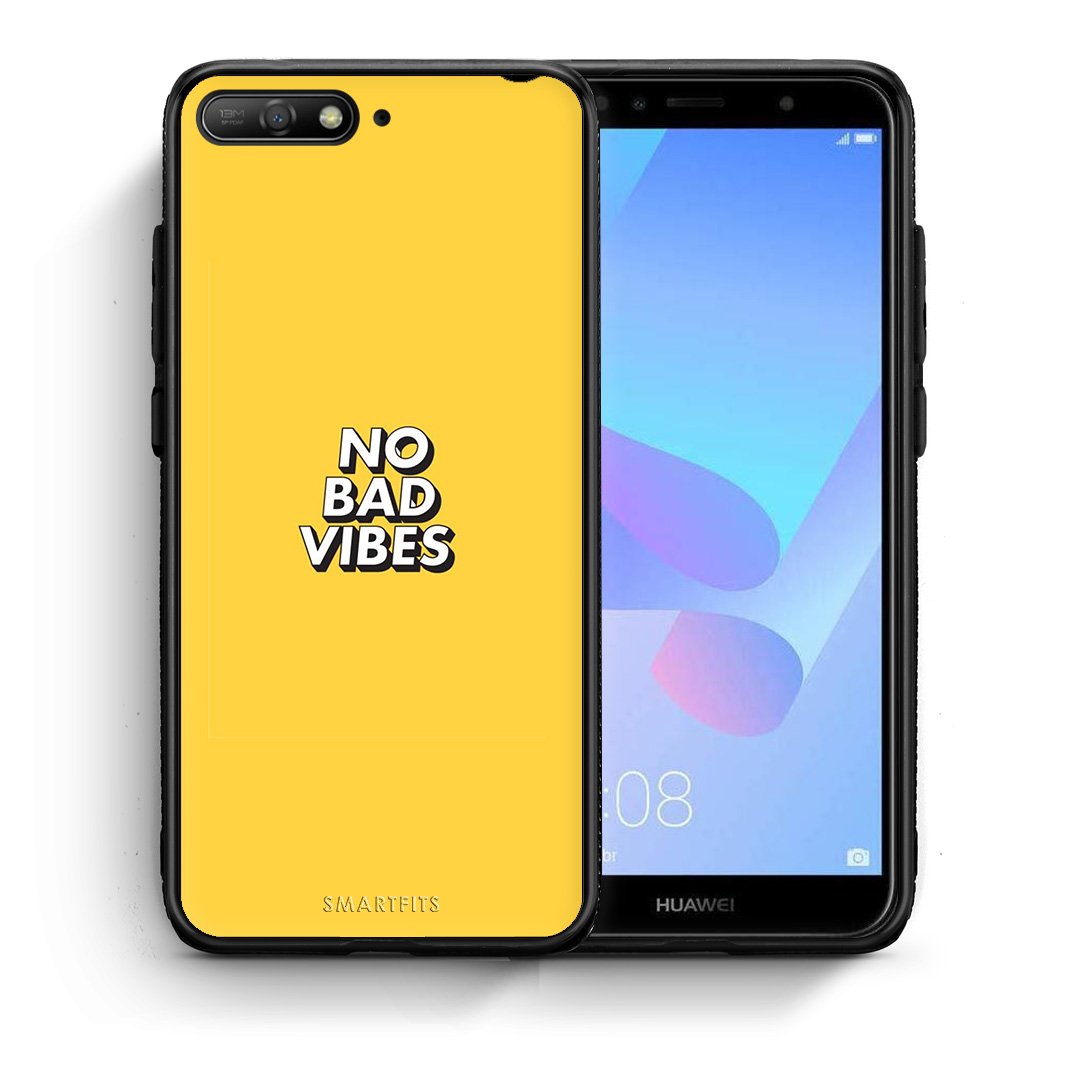 Θήκη Huawei Y6 2018 Vibes Text από τη Smartfits με σχέδιο στο πίσω μέρος και μαύρο περίβλημα | Huawei Y6 2018 Vibes Text case with colorful back and black bezels