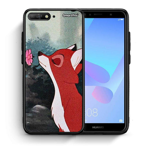 Θήκη Huawei Y6 2018 Tod And Vixey Love 2 από τη Smartfits με σχέδιο στο πίσω μέρος και μαύρο περίβλημα | Huawei Y6 2018 Tod And Vixey Love 2 case with colorful back and black bezels