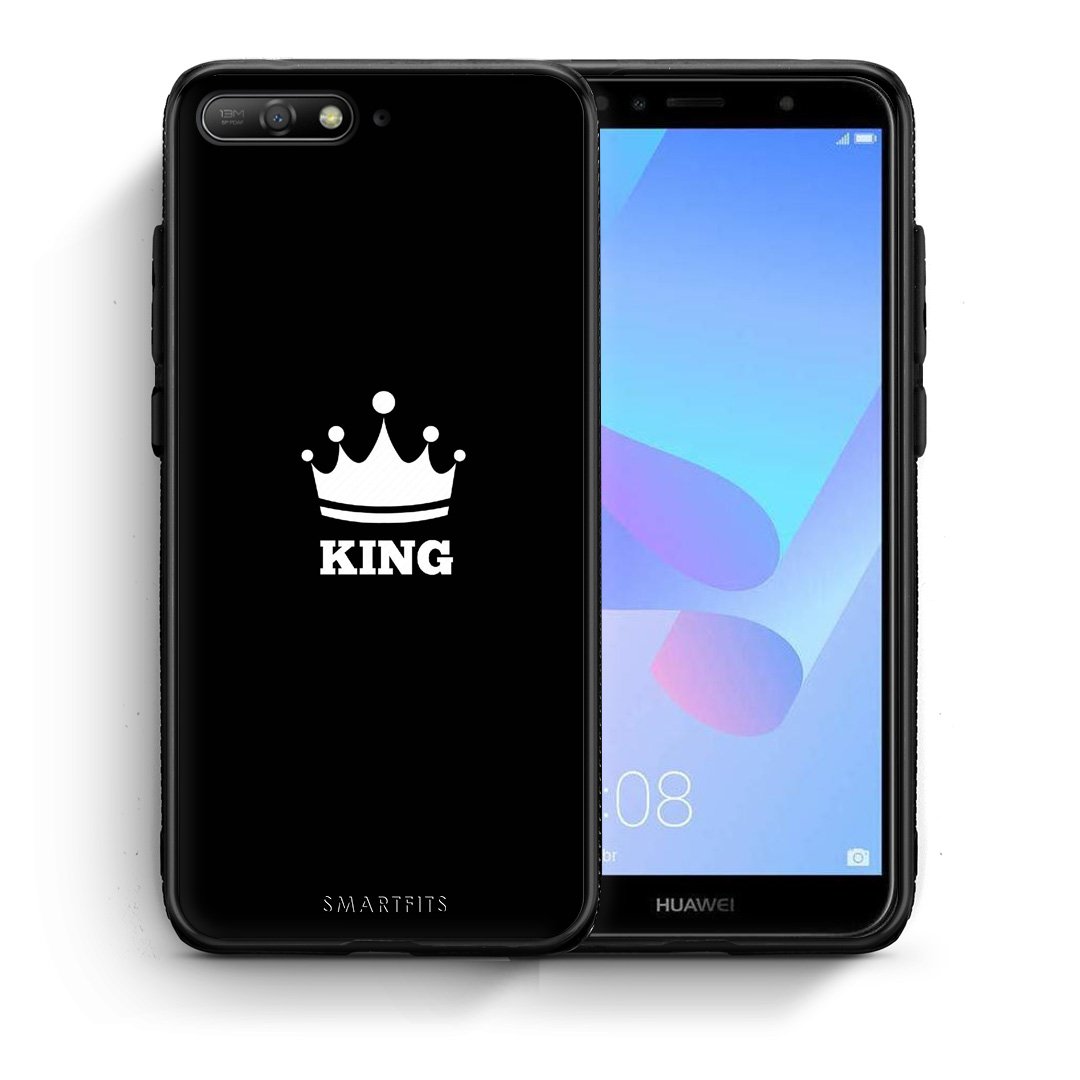Θήκη Huawei Y6 2018 King Valentine από τη Smartfits με σχέδιο στο πίσω μέρος και μαύρο περίβλημα | Huawei Y6 2018 King Valentine case with colorful back and black bezels