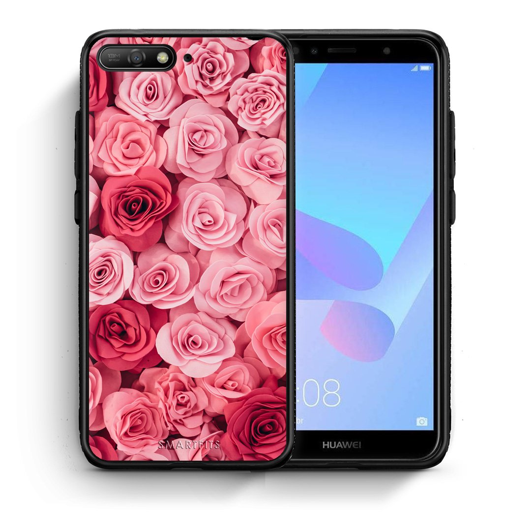 Θήκη Huawei Y6 2018 RoseGarden Valentine από τη Smartfits με σχέδιο στο πίσω μέρος και μαύρο περίβλημα | Huawei Y6 2018 RoseGarden Valentine case with colorful back and black bezels