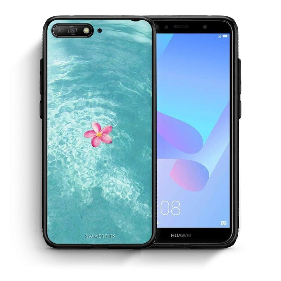 Θήκη Huawei Y6 2018 Water Flower από τη Smartfits με σχέδιο στο πίσω μέρος και μαύρο περίβλημα | Huawei Y6 2018 Water Flower case with colorful back and black bezels