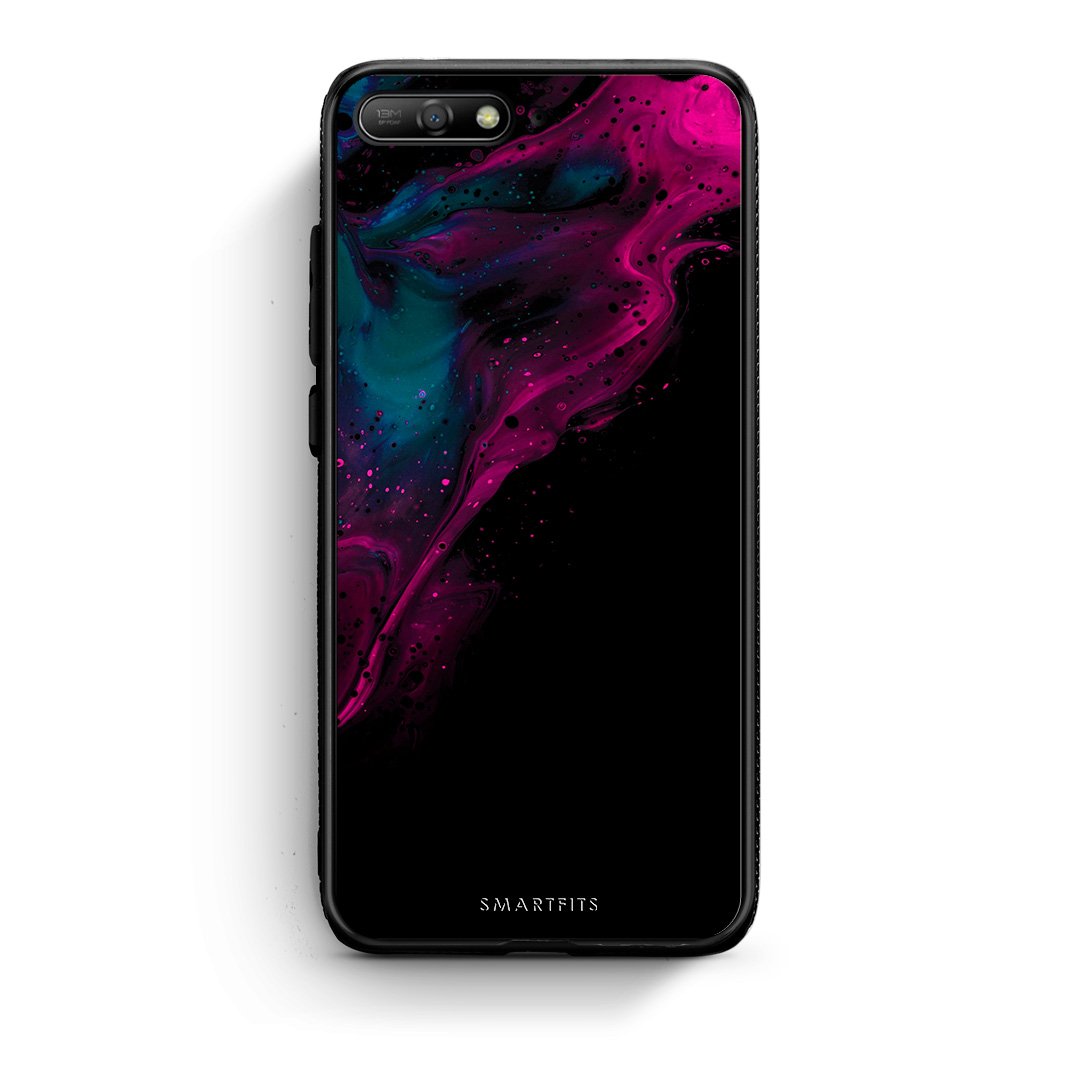 4 - Huawei Y6 2018 Pink Black Watercolor case, cover, bumper