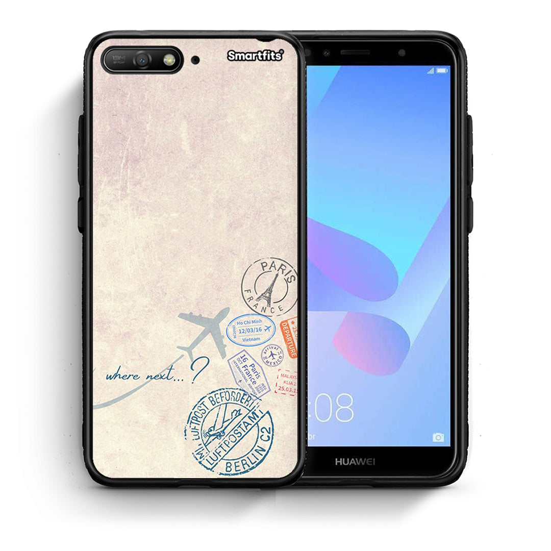 Θήκη Huawei Y6 2018 Where Next από τη Smartfits με σχέδιο στο πίσω μέρος και μαύρο περίβλημα | Huawei Y6 2018 Where Next case with colorful back and black bezels