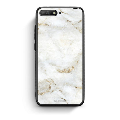 Huawei Y6 2018 White Gold Marble θήκη από τη Smartfits με σχέδιο στο πίσω μέρος και μαύρο περίβλημα | Smartphone case with colorful back and black bezels by Smartfits