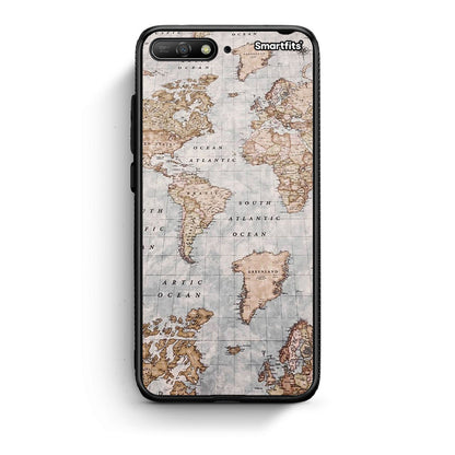 Huawei Y6 2018 World Map Θήκη από τη Smartfits με σχέδιο στο πίσω μέρος και μαύρο περίβλημα | Smartphone case with colorful back and black bezels by Smartfits