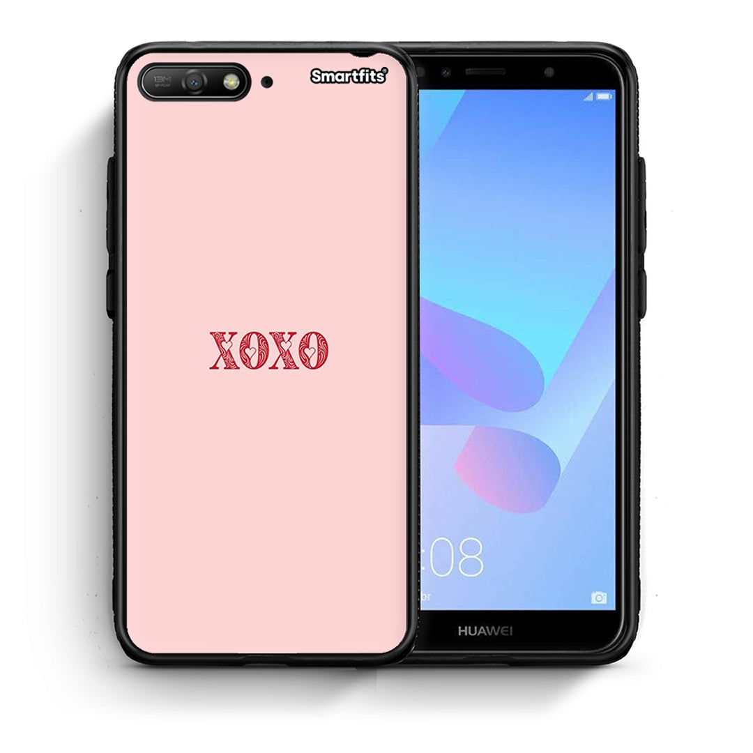 Θήκη Huawei Y6 2018 XOXO Love από τη Smartfits με σχέδιο στο πίσω μέρος και μαύρο περίβλημα | Huawei Y6 2018 XOXO Love case with colorful back and black bezels
