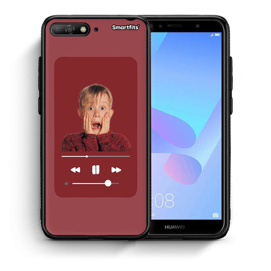 Θήκη Huawei Y6 2018 Xmas Alone Music από τη Smartfits με σχέδιο στο πίσω μέρος και μαύρο περίβλημα | Huawei Y6 2018 Xmas Alone Music case with colorful back and black bezels