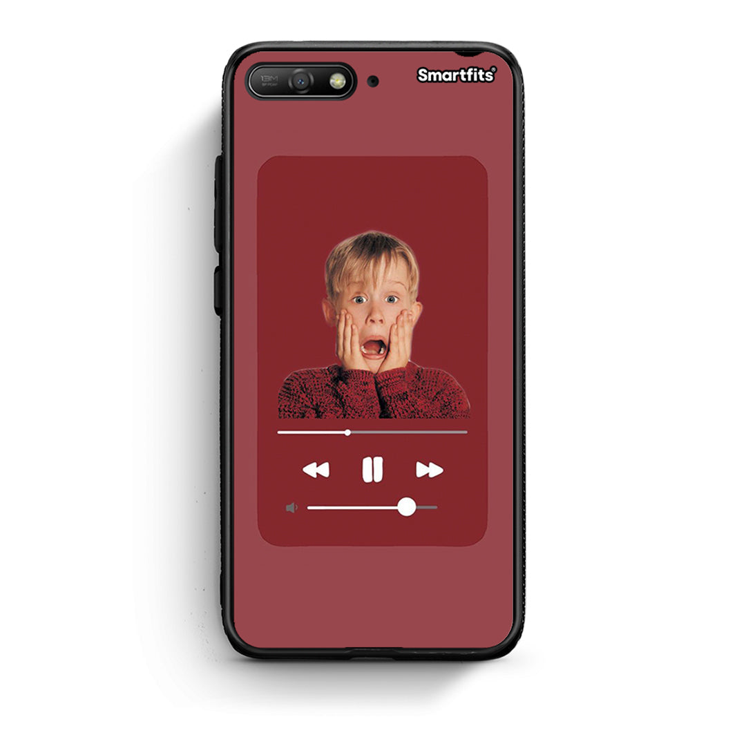 Huawei Y6 2018 Xmas Alone Music θήκη από τη Smartfits με σχέδιο στο πίσω μέρος και μαύρο περίβλημα | Smartphone case with colorful back and black bezels by Smartfits