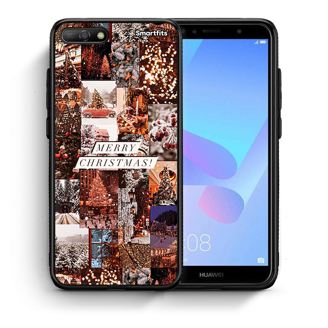 Θήκη Huawei Y6 2018 Xmas Collage από τη Smartfits με σχέδιο στο πίσω μέρος και μαύρο περίβλημα | Huawei Y6 2018 Xmas Collage case with colorful back and black bezels