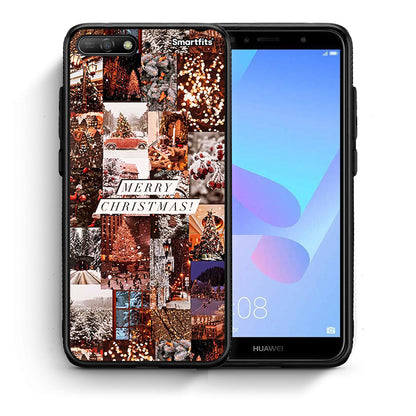 Θήκη Huawei Y6 2018 Xmas Collage από τη Smartfits με σχέδιο στο πίσω μέρος και μαύρο περίβλημα | Huawei Y6 2018 Xmas Collage case with colorful back and black bezels