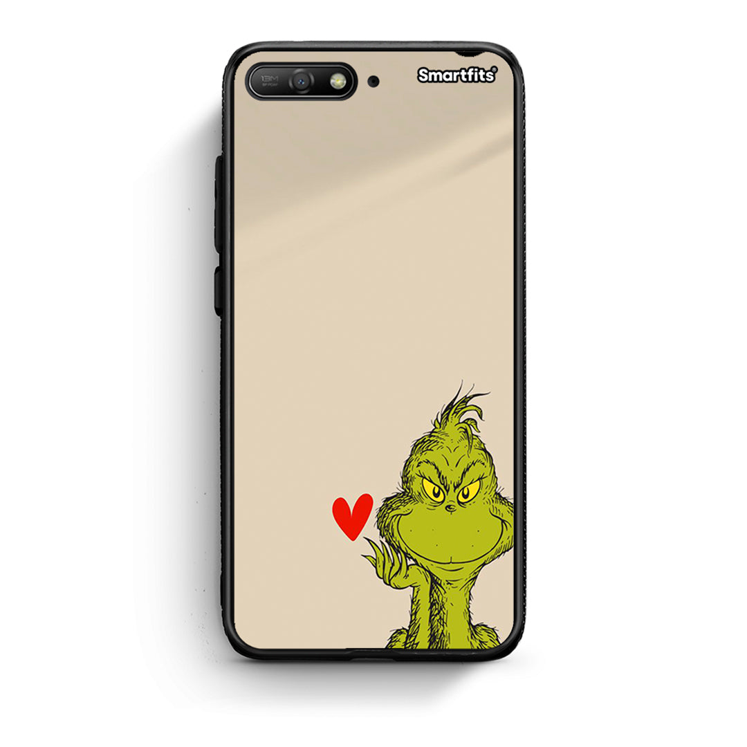 Huawei Y6 2018 Xmas Grinch θήκη από τη Smartfits με σχέδιο στο πίσω μέρος και μαύρο περίβλημα | Smartphone case with colorful back and black bezels by Smartfits