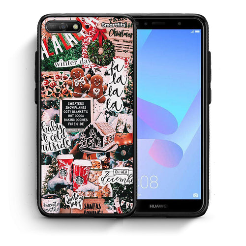 Θήκη Huawei Y6 2018 Xmas Habbits από τη Smartfits με σχέδιο στο πίσω μέρος και μαύρο περίβλημα | Huawei Y6 2018 Xmas Habbits case with colorful back and black bezels