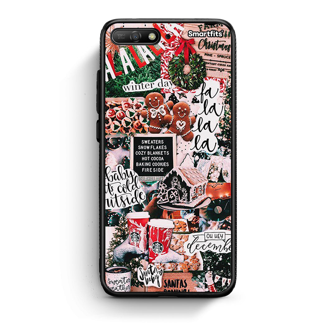 Huawei Y6 2018 Xmas Habbits θήκη από τη Smartfits με σχέδιο στο πίσω μέρος και μαύρο περίβλημα | Smartphone case with colorful back and black bezels by Smartfits