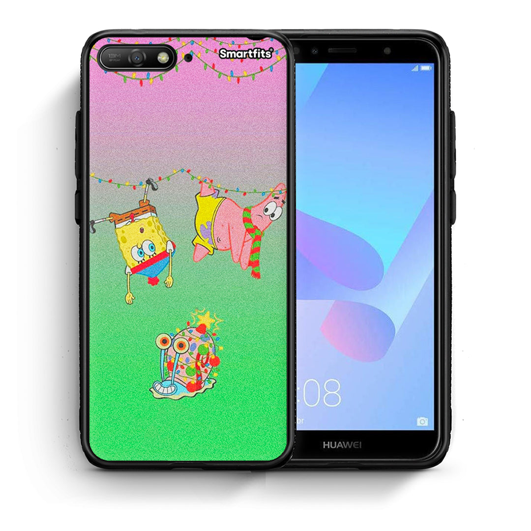 Θήκη Huawei Y6 2018 Xmas Lights από τη Smartfits με σχέδιο στο πίσω μέρος και μαύρο περίβλημα | Huawei Y6 2018 Xmas Lights case with colorful back and black bezels
