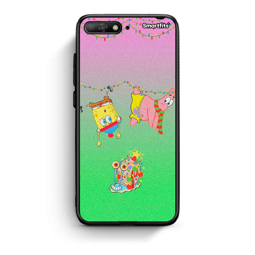 Huawei Y6 2018 Xmas Lights θήκη από τη Smartfits με σχέδιο στο πίσω μέρος και μαύρο περίβλημα | Smartphone case with colorful back and black bezels by Smartfits