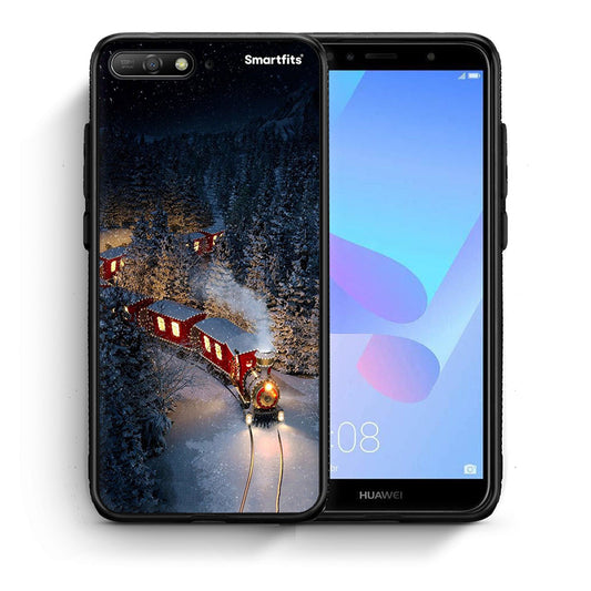 Θήκη Huawei Y6 2018 Xmas Train από τη Smartfits με σχέδιο στο πίσω μέρος και μαύρο περίβλημα | Huawei Y6 2018 Xmas Train case with colorful back and black bezels