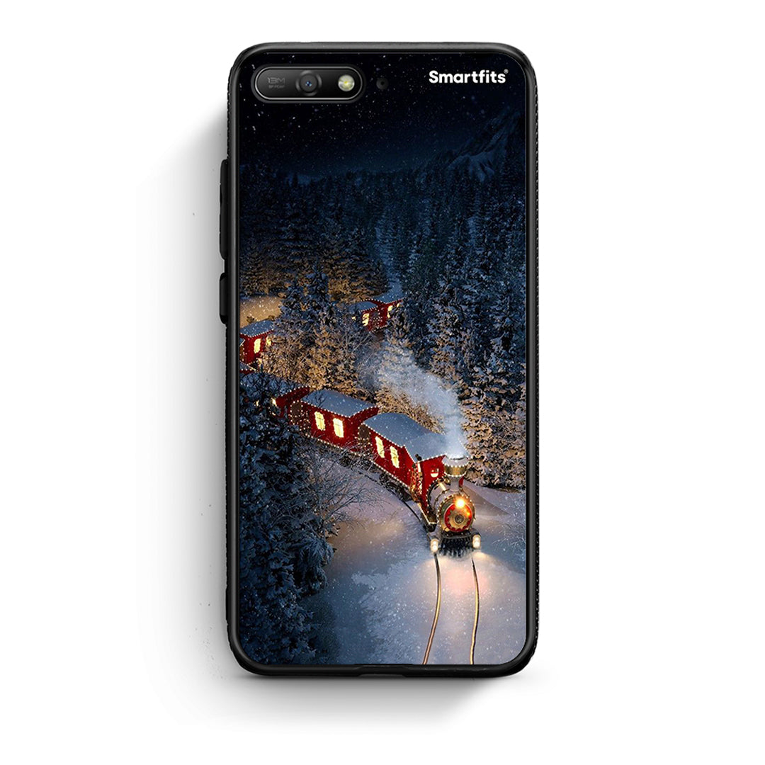 Huawei Y6 2018 Xmas Train θήκη από τη Smartfits με σχέδιο στο πίσω μέρος και μαύρο περίβλημα | Smartphone case with colorful back and black bezels by Smartfits