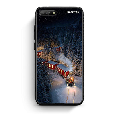 Huawei Y6 2018 Xmas Train θήκη από τη Smartfits με σχέδιο στο πίσω μέρος και μαύρο περίβλημα | Smartphone case with colorful back and black bezels by Smartfits