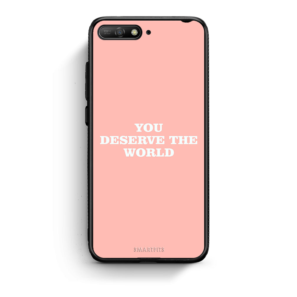 Huawei Y6 2018 You Deserve The World Θήκη Αγίου Βαλεντίνου από τη Smartfits με σχέδιο στο πίσω μέρος και μαύρο περίβλημα | Smartphone case with colorful back and black bezels by Smartfits