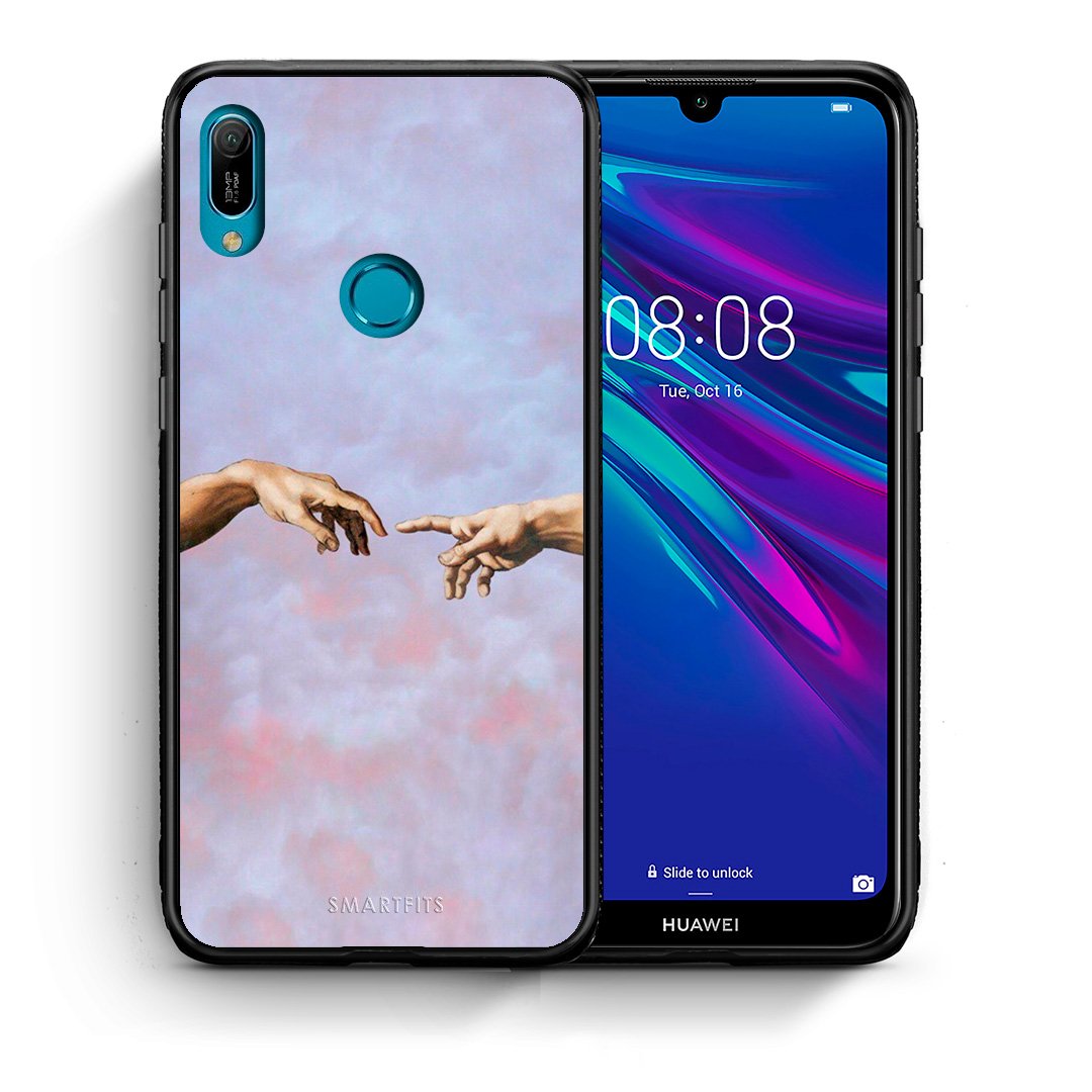 Θήκη Huawei Y6 2019 Adam Hand από τη Smartfits με σχέδιο στο πίσω μέρος και μαύρο περίβλημα | Huawei Y6 2019 Adam Hand case with colorful back and black bezels