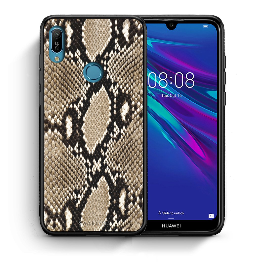 Θήκη Huawei Y6 2019 Fashion Snake Animal από τη Smartfits με σχέδιο στο πίσω μέρος και μαύρο περίβλημα | Huawei Y6 2019 Fashion Snake Animal case with colorful back and black bezels