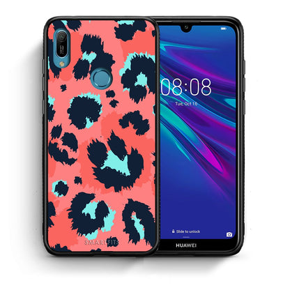 Θήκη Huawei Y6 2019 Pink Leopard Animal από τη Smartfits με σχέδιο στο πίσω μέρος και μαύρο περίβλημα | Huawei Y6 2019 Pink Leopard Animal case with colorful back and black bezels