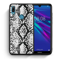 Thumbnail for Θήκη Huawei Y6 2019 White Snake Animal από τη Smartfits με σχέδιο στο πίσω μέρος και μαύρο περίβλημα | Huawei Y6 2019 White Snake Animal case with colorful back and black bezels